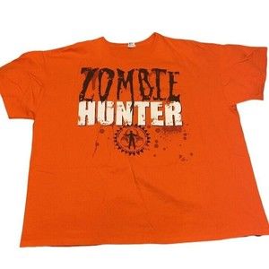 Zombie Hunter T Shirt Orange Size 3XL Short Sleeve